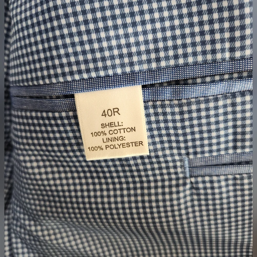 Saddlebred Business Casual Blue Chambray Sports Coat Cotton Size 40R